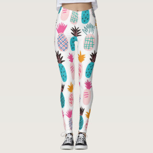 Colourful pineapple leaves, tropical doodle. leggings