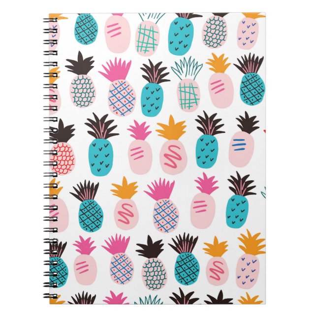 Colourful pineapple leaves, tropical doodle. notebook (Front)