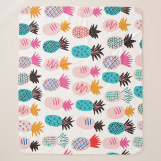 Colourful pineapple leaves, tropical doodle. sherpa blanket