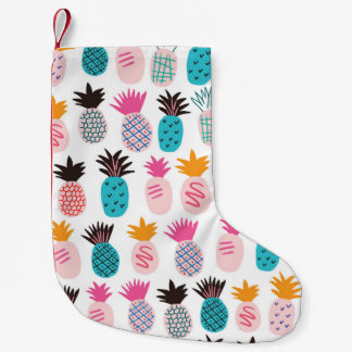 Colourful pineapple leaves, tropical doodle. small christmas stocking