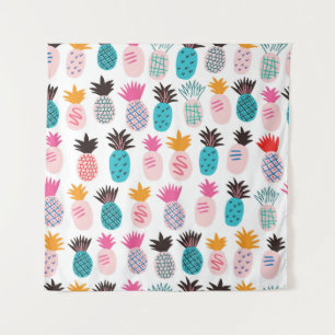 Colourful pineapple leaves, tropical doodle. tapestry
