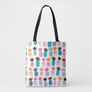Colourful pineapple leaves, tropical doodle. tote bag