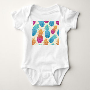 Colourful Pineapple Light Yellow Background Baby Bodysuit