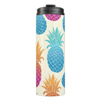 Colourful Pineapple Light Yellow Background Thermal Tumbler