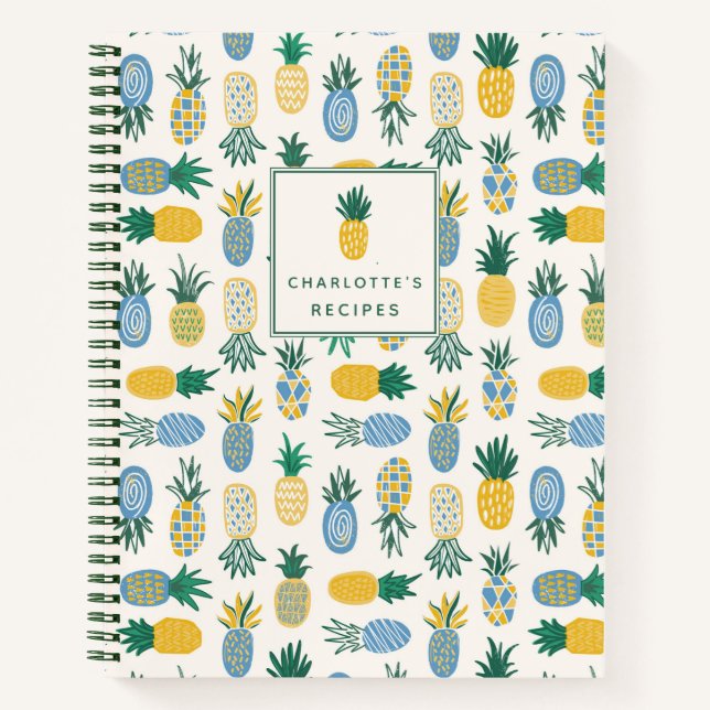 Colourful Pineapple Personalised Recipe Notebook (Front)