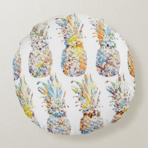 Colourful Pineapple Print Round Cushion