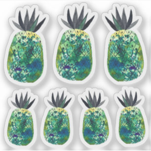 Colourful Pineapple Watercolor Art Green Set