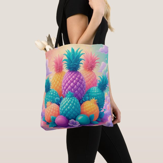 Colourful pineapples tote bag (Close Up)