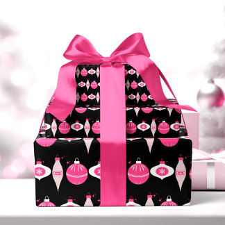 Colourful Pink And Black Christmas Wrapping Paper
