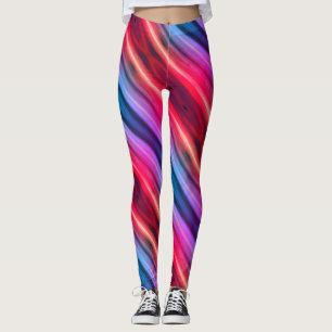 Colourful Pink and Blue Striped Leggings