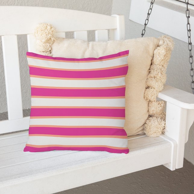 Colourful Pink and Orange Stripe Outdoor Cushion (Creator Uploaded)