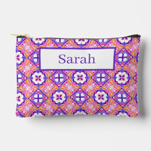 Colourful Pink and Purple Spanish-Style Tile Patte Accessory Pouch