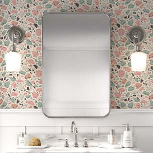 Colourful Pink And Teal Terrazzo  Wallpaper