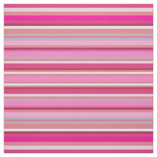 Colourful pink and white striped, fabric