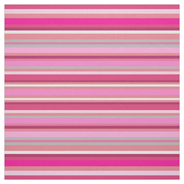 Colourful pink and white striped, fabric (Swatch)