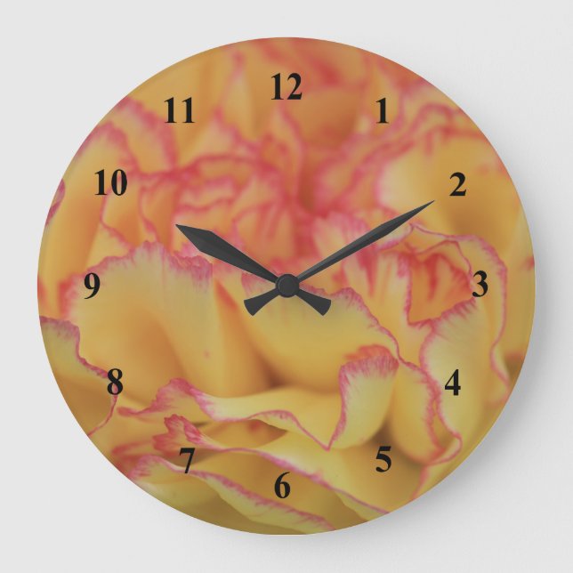 Colourful Pink and Yellow Carnation Flower Large Clock (Front)