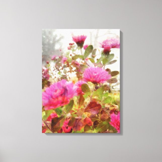 Colourful Pink Autumn Mums Canvas Print (Front)