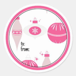 Colourful Pink & Black Christmas Stickers For Gift
