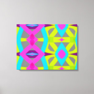 Colourful Pink Blue Lime Green Pattern Abstract Canvas Print