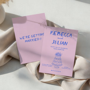 Colourful Pink & Blue Modern Wedding Invitation