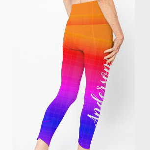 Colourful Pink Blue Orange Ombre Effect Name  Leggings