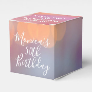 Colourful Pink Bokeh Lights Thank You 2" Party Favour Box