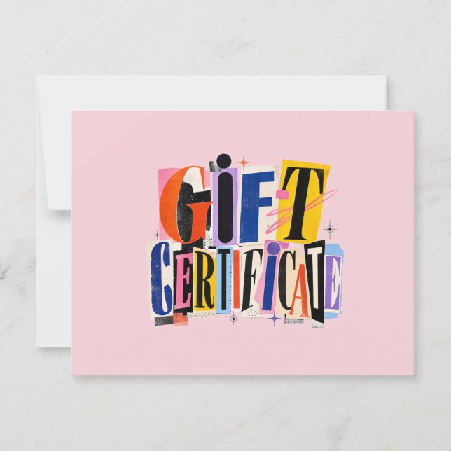 Colourful Pink Business Gift Certificate (Front)