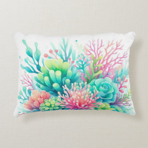Colourful Pink Cute Coral Sealife Nautical Coastal Decorative Cushion