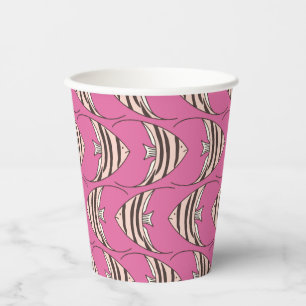 Colourful Pink Fish pattern Paper Cups