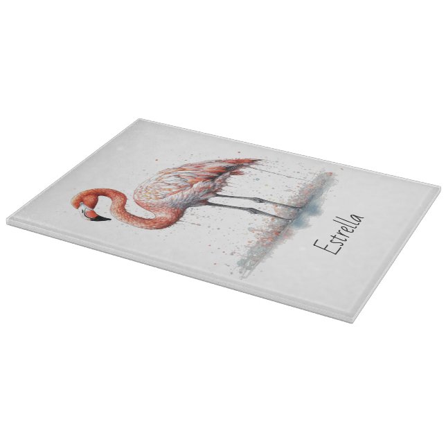 Colourful Pink Flamingo, customisable Cutting Board (Corner)