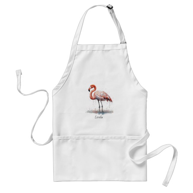 Colourful Pink Flamingo, customisable  Standard Apron (Front)