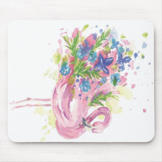 Colourful Pink Flamingo Print Art Lovers Mouse Pad (Front)
