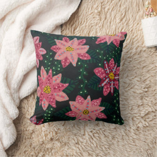 Colourful Pink Floral Bouquet Cushion