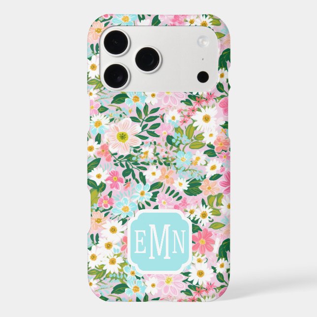 Colourful Pink Flower Garden Monogrammed (Back)