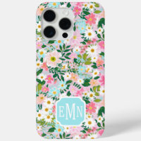 Colourful Pink Flower Garden Monogrammed