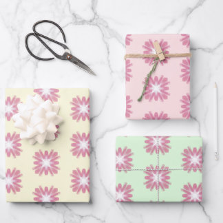 Colourful Pink Flower Pattern Customisable  Wrapping Paper Sheet