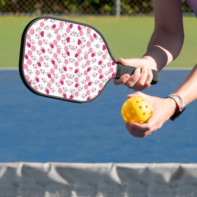 Colourful Pink Flowers Pattern Pickleball Paddle (Insitu)