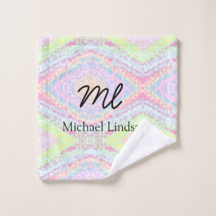 Colourful pink glittersparkle stars add your name wash cloth