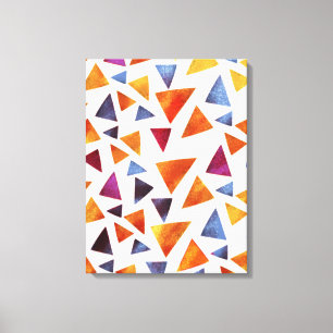 Colourful Pink Gold Navy Blue Triangles Pattern Canvas Print