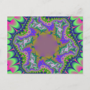 Colourful Pink, Green and Blue Fractal Postcard