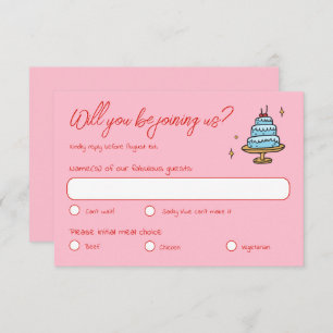 Colourful Pink Hand Drawn Funky Written Wedding RSVP Card