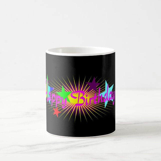 Colourful Pink Happy Birthday Coffee Mug (Center)