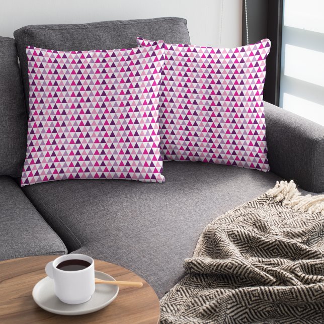 Colourful Pink Lavender Geometric Pattern Cushion (Creator Uploaded)