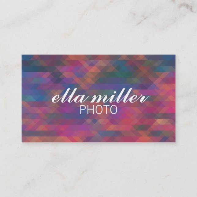 Colourful Pink Multicolored Geometric Business Car Card (Front)