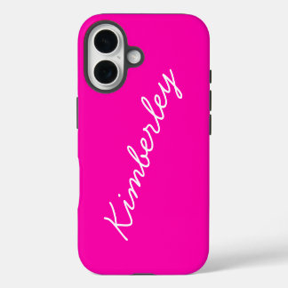 Colourful Pink Neon Monogram Trendy Fashion Colour iPhone 16 Case