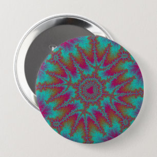 Colourful Pink, Orange and Teal Fractal 10 Cm Round Badge