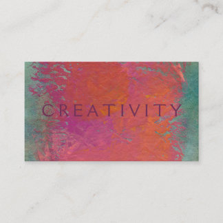 Colourful pink orange modern art painting business card