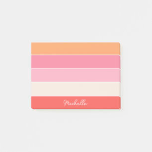 Colourful Pink Orange Personalised Colour Stripes Post-it Notes