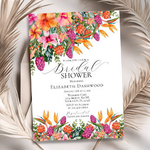 Colourful Pink Orange Tropical Floral Bridal Showe Invitation
