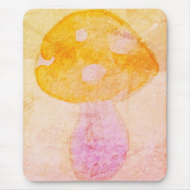 Colourful Pink Orange Watercolor Mushroom Mouse Pad (Front)